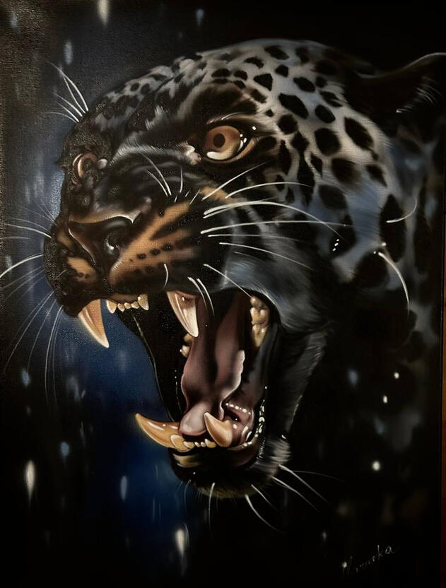 |Obsidian Stalker 🐆| Price: $450 Size: 24" x 36" Availability: Available ORDER