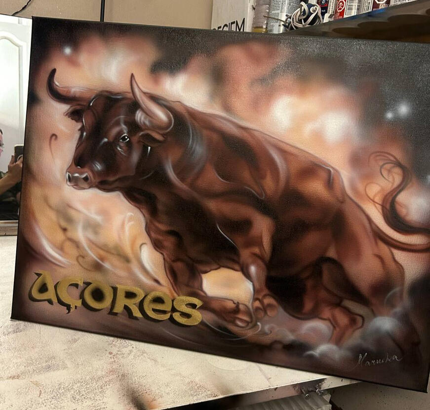 |The Açores Charge 🐂| Price: $450 Size: 24" x 36" Availability: Available ORDER