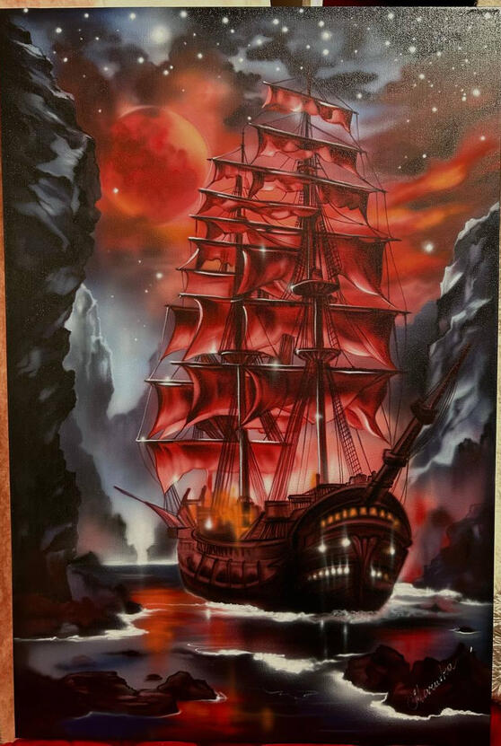 |The Blood Moon Clipper 🌙| Price: $450 Size: 24" x 36" Availability: Available ORDER