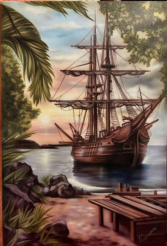 |The Captain’s Harbour ⚓| Price: $450 Size: 24" x 36" Availability: Available ORDER