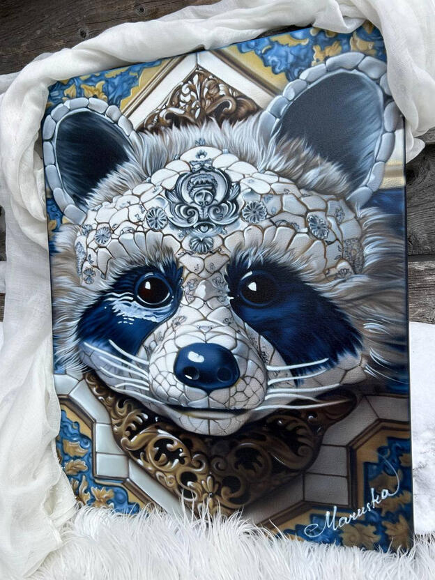 |Regal Raccoon 🦝| Price: $450 Size: 24" x 36" Availability: Available ORDER