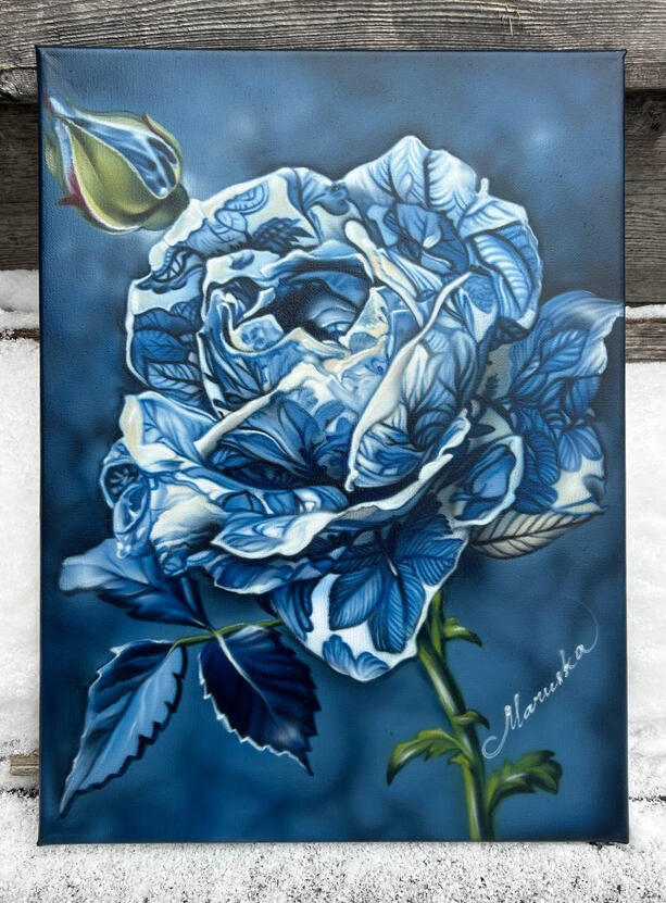 |Cerulean Bloom ❄️| Price: $450 Size: 24" x 36" Availability: Available ORDER